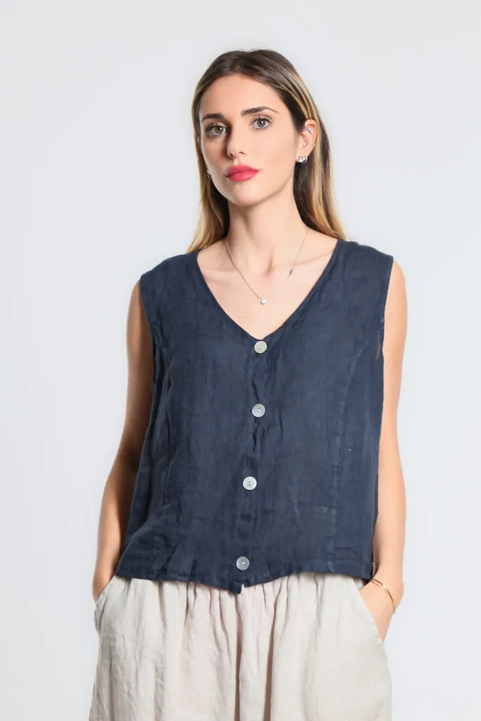 Robin Linen Button Vest (BT127)