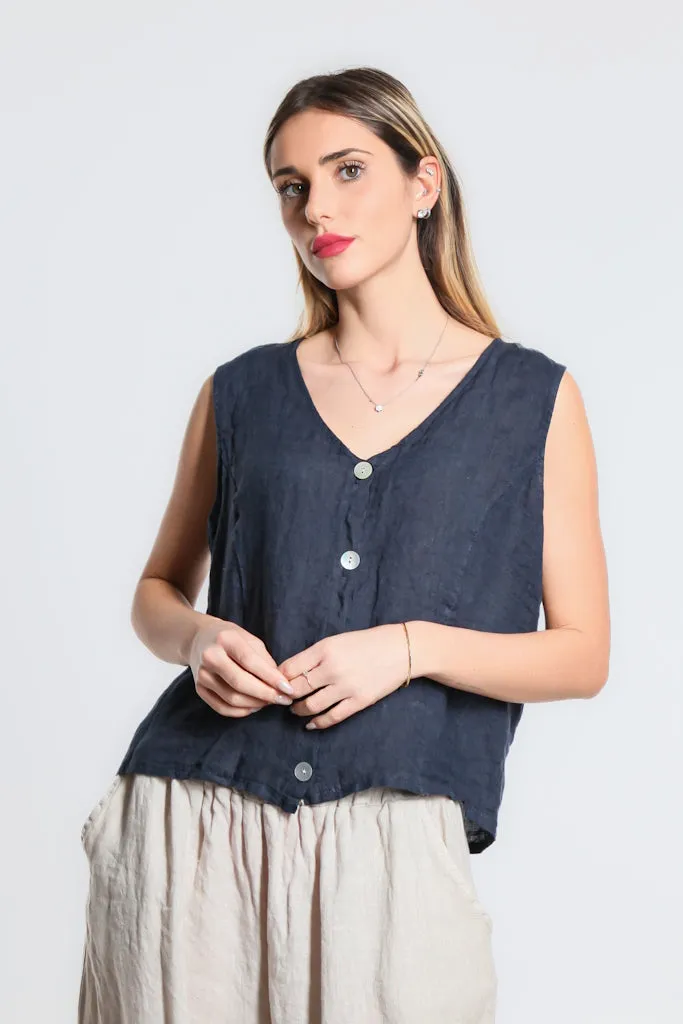 Robin Linen Button Vest (BT127)