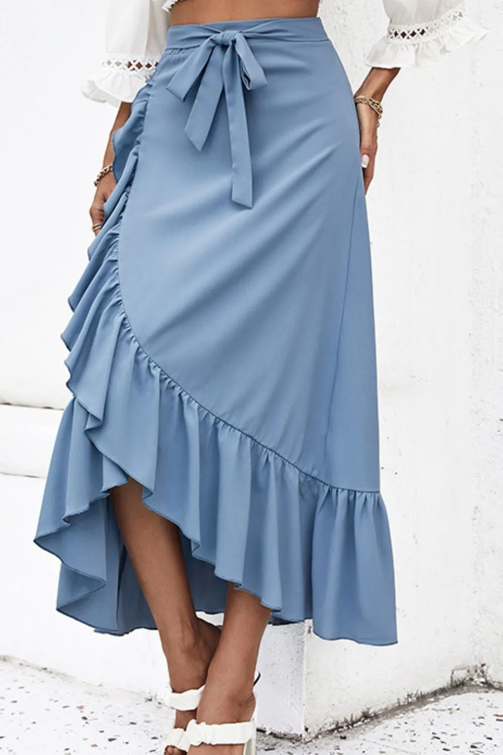 Ruffle Trim Tied Skirt