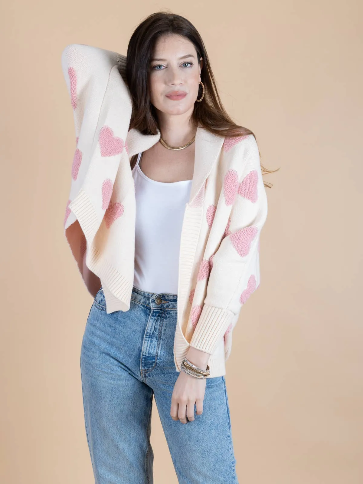 SAACHI Ribbed Heart Cardigan