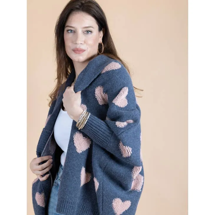 SAACHI Ribbed Heart Cardigan