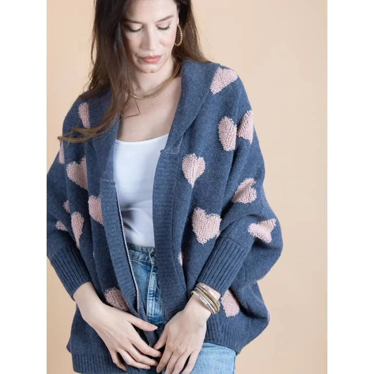 SAACHI Ribbed Heart Cardigan