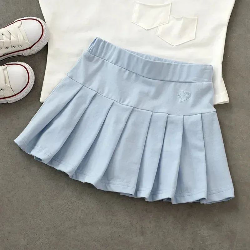 Safety Pants Thin Skirts for Children's Summer Dress with Children Girls New Versatile Pleated Skirt Pants