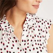 Shadow Spot Frill Sleeve Blouse