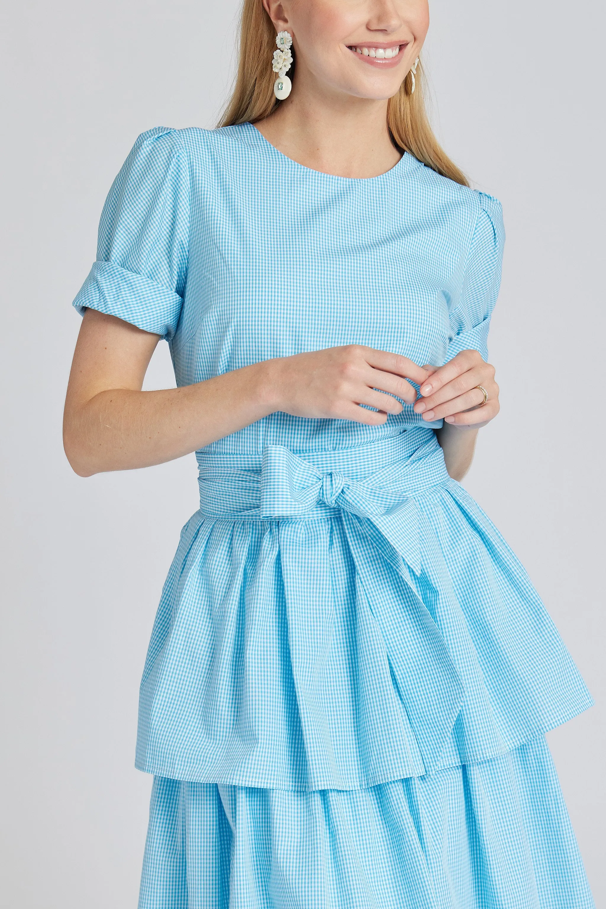 Stacy Dress in Aqua Gingham