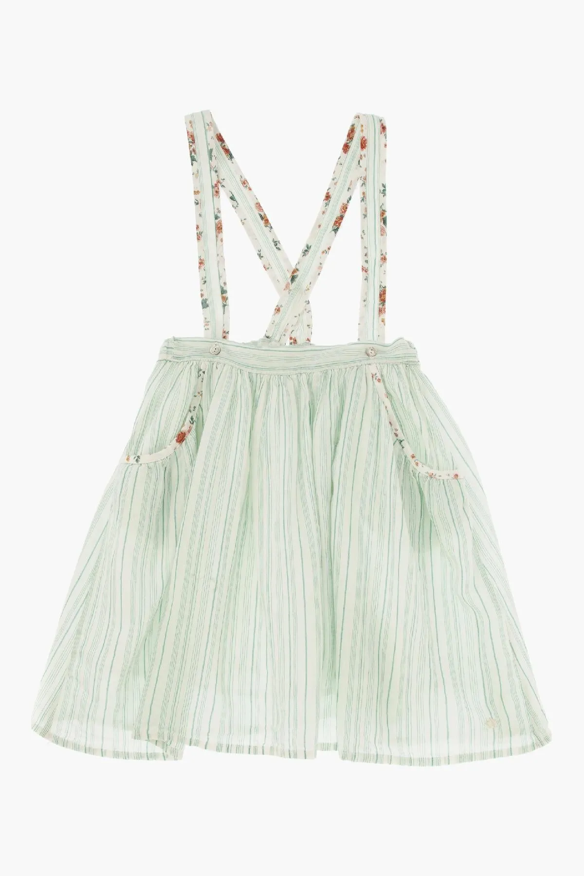 Tocoto Vintage Stripe And Floral Suspender Girls Skirt