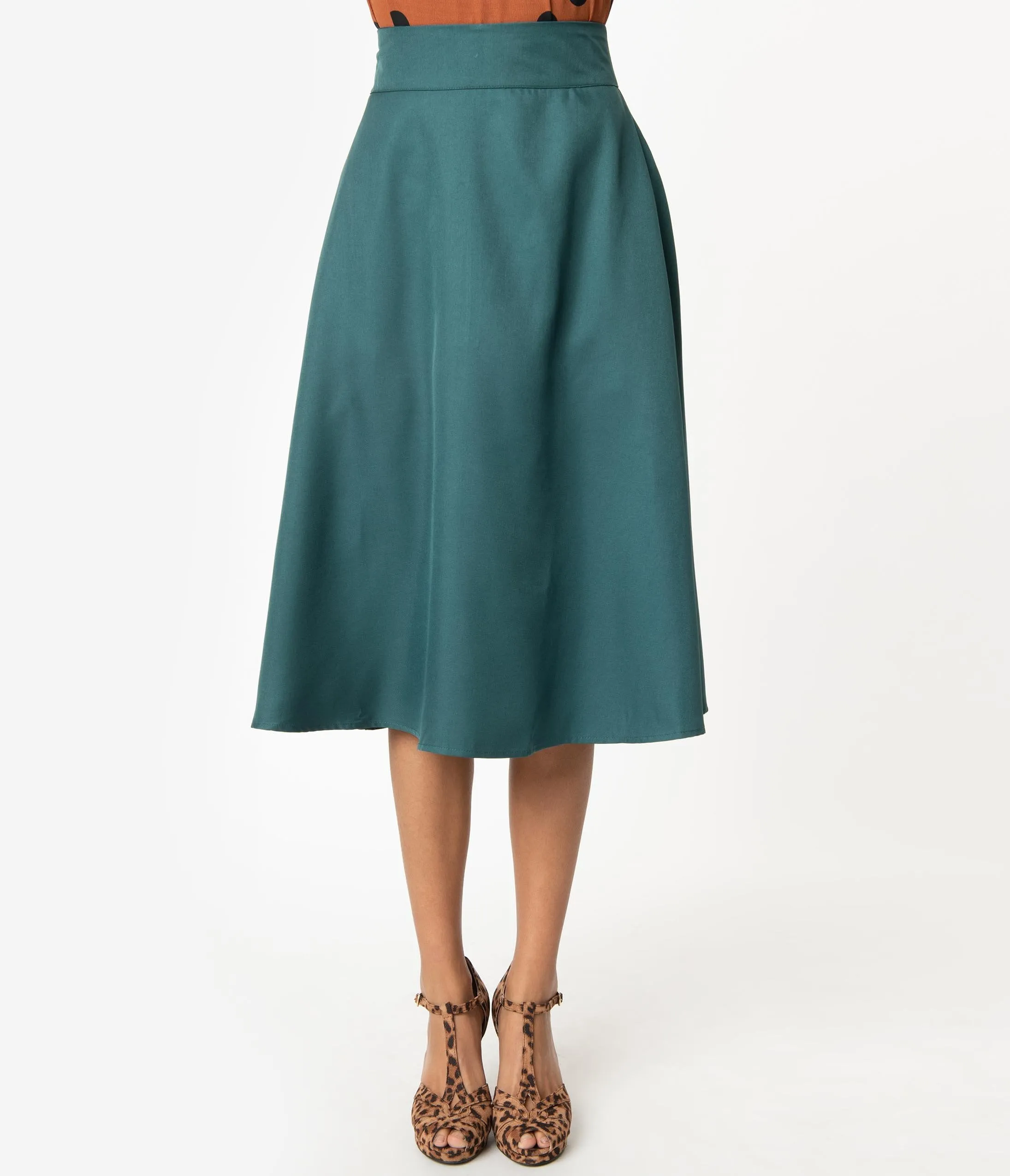 Unique Vintage Emerald Green Vivien Swing Skirt