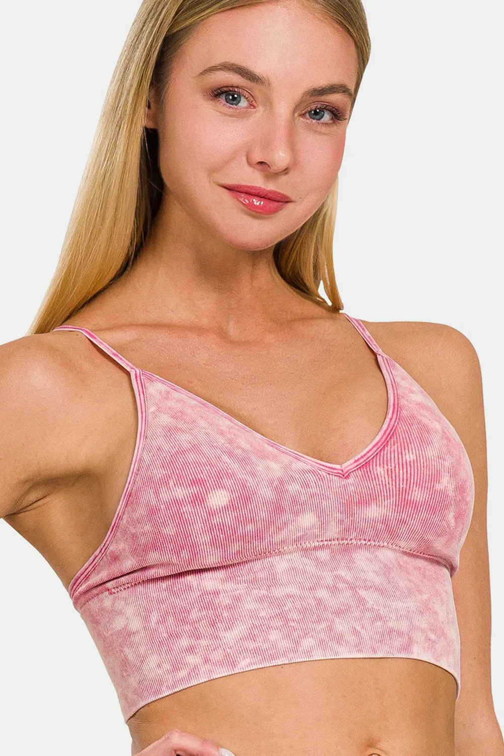 Washed Ribbed Bra Padded Cami