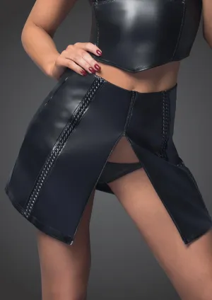 Wet Look Eco-Leather skirt with tape