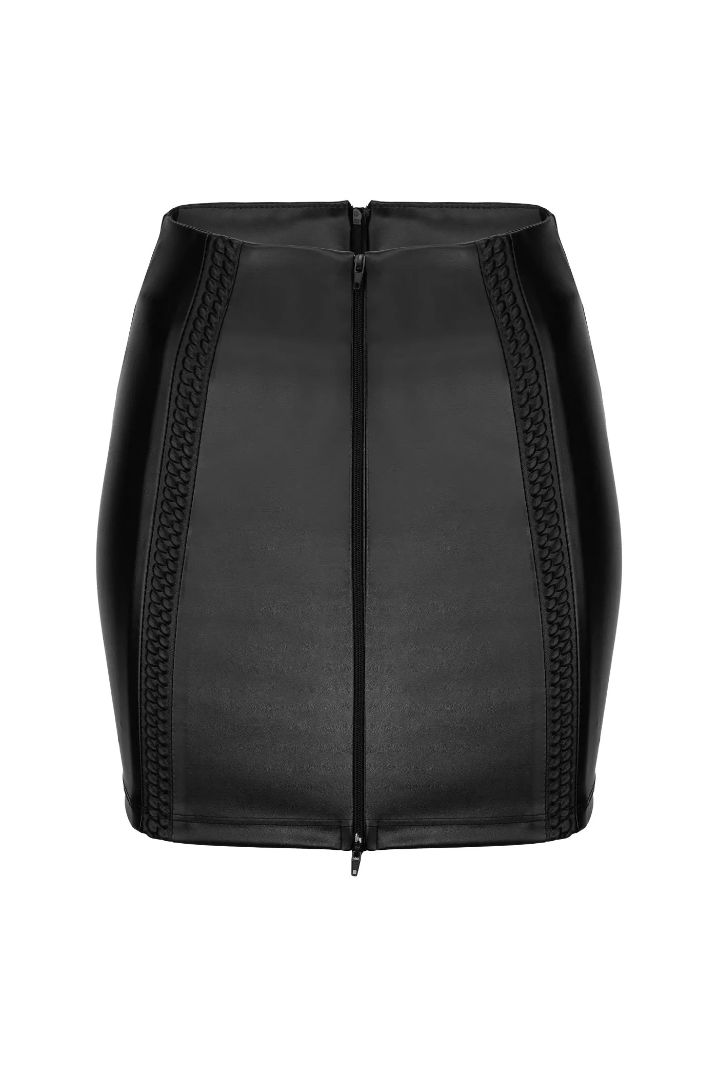 Wet Look Eco-Leather skirt with tape