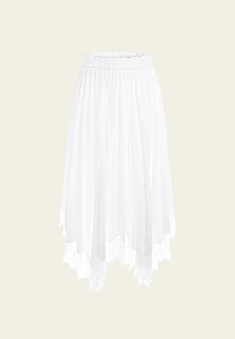 White Asymmetric Satin A Line Skirt