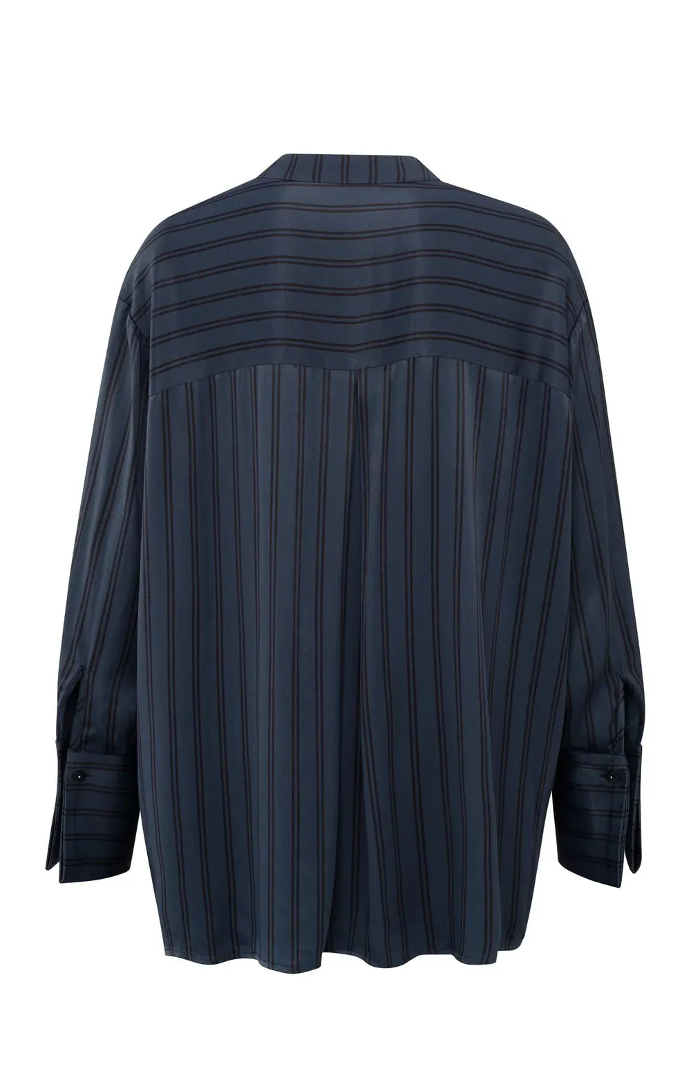 YAYA SATIN BLOUSE WITH STRIPES DARK BLUE